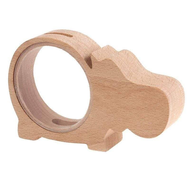 Wooden Hippopotamus Piggy Bank